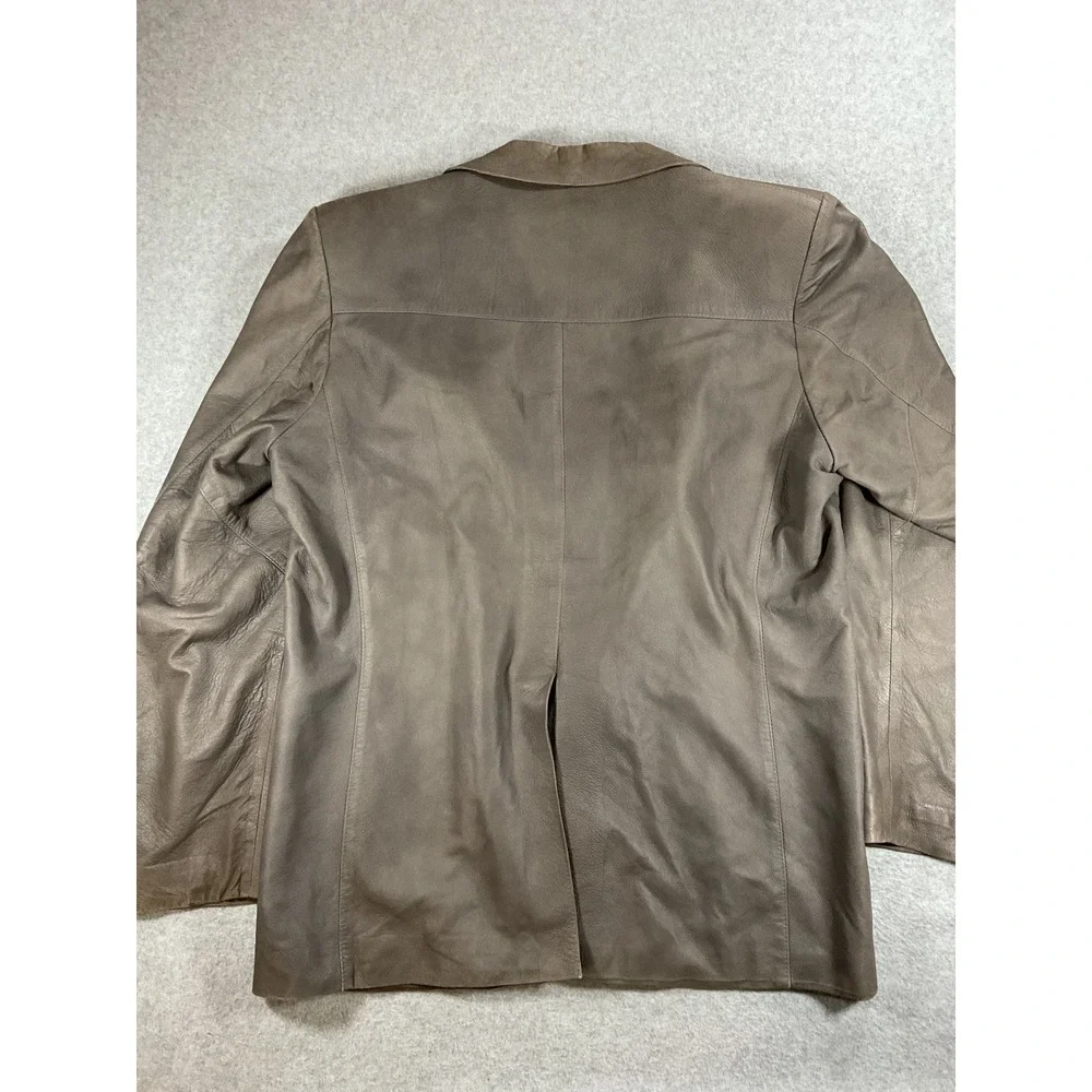 Outbak New Zealand Lamb Nappa Leather Blazer Jacket Grey Thunder Mens 44 Vintage